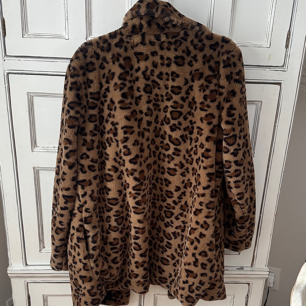Leopard Print Faux Fur Coat - Picture 2 of 3